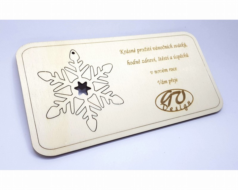 Vánoční přání s ozdobou - sněhová vločka